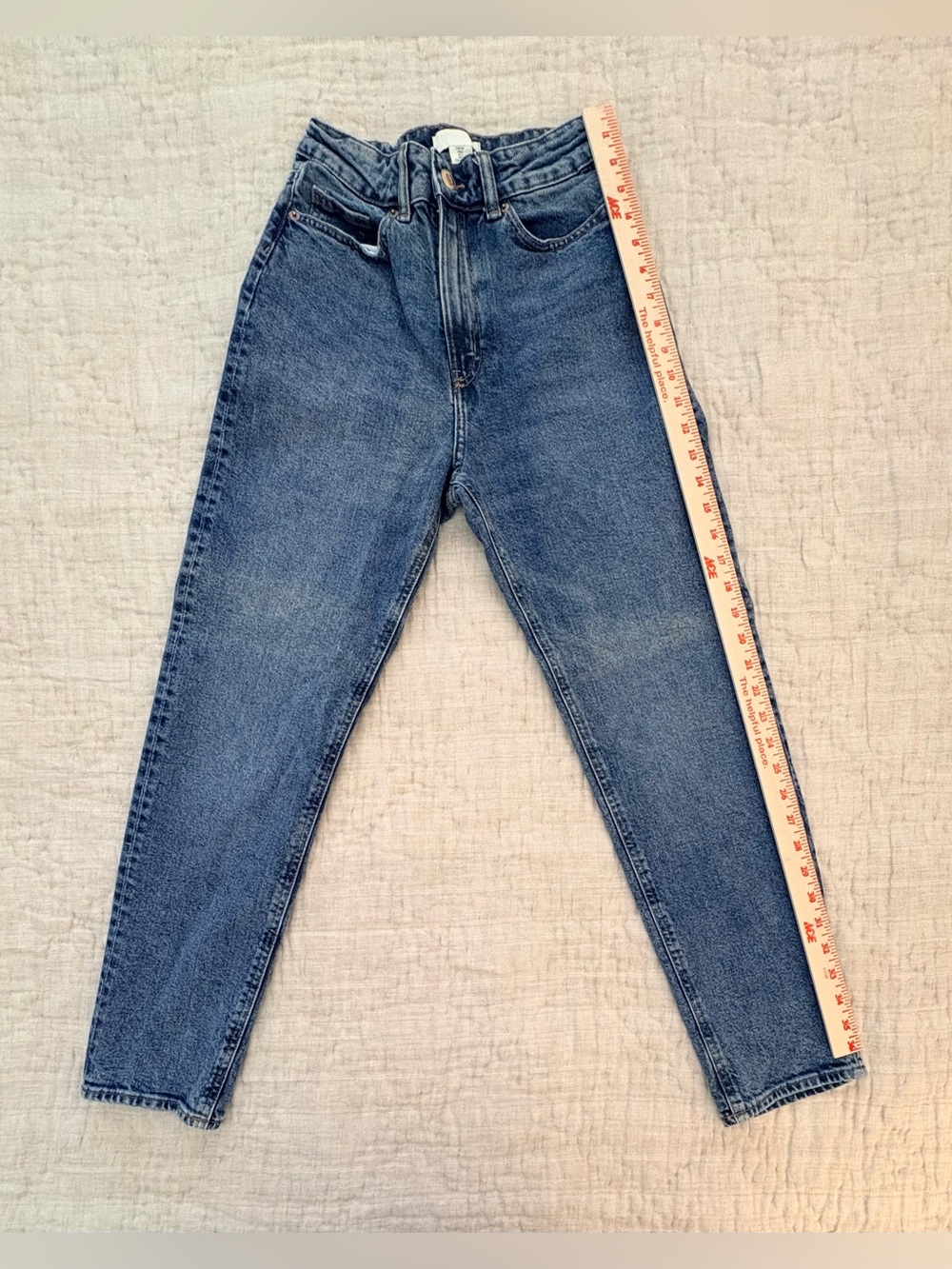 H&M Women High-Rise Straight Leg Blue Jeans Classic SZ 2 Faded Denim Casual